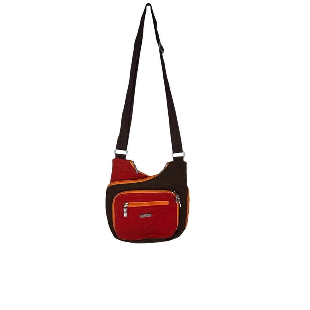 Baggallini Brown/Rust/Orange Color Block Multi-Po… - image 1